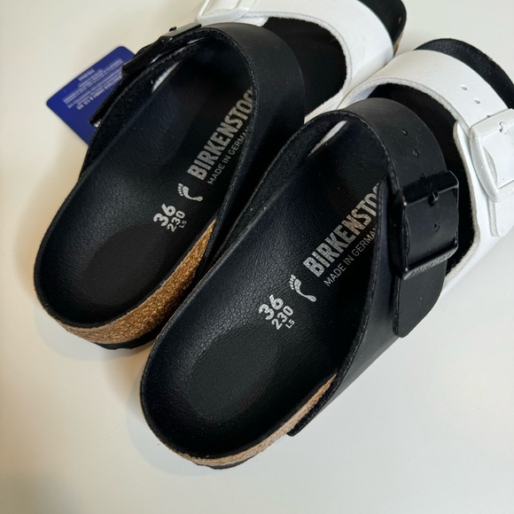 NEW Birkenstock Arizona Split Two-Strap Black & White Sandals size 5 - Picture 8 of 9